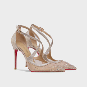 Nouvelle collection été 2026 : Sandales à talon aiguille en maille unie ornée de strass, style européen et américain, bout pointu, bride à boucle, semelle extérieure en caoutchouc - Product Image 1