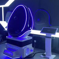 Promoción 9D Silla de huevo de realidad Virtual 360 VR simulador de vuelo para película juegos de Arcade simulador de vuelo de Metal para interiores Silla de huevo