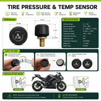 Aoocci C6 Pro Enregistreur vidéo de moto sans fil avec écran, enregistrement avant et arrière, GPS intégré pour les motards, avec TPMS