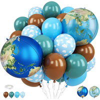 Kit d'arche de ballons de voyage avec carte du monde, ballons en aluminium globe terrestre, décorations pour fête de naissance