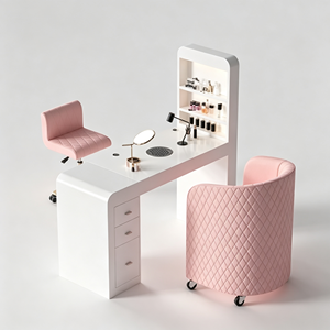 Ensemble de table et chaise de manucure pour salon de beauté moderne avec collecteur de poussière, tables à ongles blanches de luxe, ensemble de table et chaise de manucure - Product Image 6