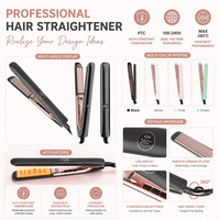 Torlin 80W PTC Pelurus Rambut Layar LED 160-260 C Pemanasan Cepat 30 detik Rose Gold Tourmaline 500 Nano Ceramic Pelurus Rambut