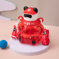 Encantadoras botellas de plástico estilo Panda para niños, colores degradados de moda con correa de fácil transporte