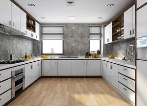 रसोई कैबिनेट पेंट्री और द्वीप के साथ संयुक्त राज्य अमेरिका के साथ सिंक चमकदार रसोई कैबिनेट - Product Image 5