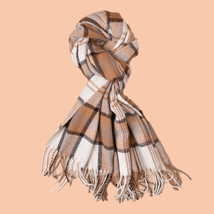 Wholesale Modern Geometric Line Plaid Scarf Cashmere Feel Winter Warm Checkered <b>Shawl</b> with Tassel Soft Fringe <b>Wrap</b> for Women - Product Image 2