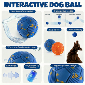 Jouet de balle <span class=keywords><strong>pour</strong></span> <span class=keywords><strong>chien</strong></span> interactif automatique intelligent en matériau E-TPU écologique <span class=keywords><strong>pour</strong></span> <span class=keywords><strong>chien</strong></span> de taille moyenne et grande, balle de <span class=keywords><strong>chien</strong></span> qui se déplace, tourne et rebondit - Product Image 2