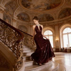Abito da sposa bordeaux taglie forti |   Elegante Abito da Cerimonia e da Sera per una Celebrazione Sofisticata - Product Image 6
