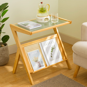 Modern Minimalist <b>Foldable</b> Side <b>Table</b> With Magazine Rack For Living Room Coffee <b>Table</b> <b>Wooden</b> Design - Product Image 1