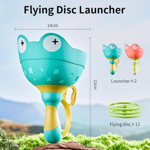 Lanceur et attrapeur de disques volants grenouille à corde en plastique pour enfants, jeu d'extérieur interactif <span class=keywords><strong>parent</strong></span>-enfant pour la famille, 5-7 ans - Product Image 5