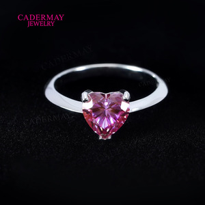 Cadermay Moissanite Heart Ring 8x8mm S925 Silver Engagement Ring For Women - Product Image 3