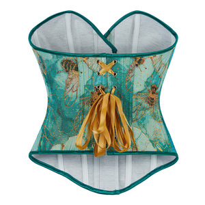 <span class=keywords><strong>New</strong></span> phong cách Tòa Án Corset màu xanh lá cây Bee <span class=keywords><strong>Jacquard</strong></span> vải giảm béo cơ thể hình thành áo Corset Top - Product Image 3