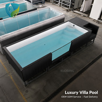Piscine hors sol préfabriquée en fibre de verre de 20 pieds ou 40 pieds avec fenêtre, pour hôtel ou complexe hôtelier