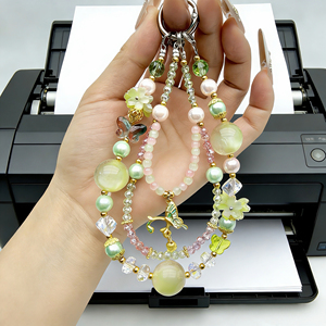 Chaîne de téléphone 15 cm avec <span class=keywords><strong>pendentif</strong></span> papillon en cristal violet et perles, design original, tendance, détachable et universel - Product Image 5