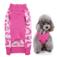 Mignonne Fille Chien Rose Hiver Pull Strass Poches Acrylique Coeurs Motif Pet Vêtements pour Petits Animaux pour Printemps Automne Saison