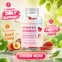 VitaHall OEM Gummies à la vitamine B12 avec zinc et échinacée, stimulant immunitaire, complément alimentaire extra fort, marque privée