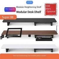 Support de moniteur en bois massif noyer noir, rehausseur de bureau modulaire pour ordinateur, plateau de rangement surélevé de 11 cm, traité à l'huile de cire de bois