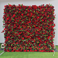 LISSE romantique rouge Rose Floral toile de fond 3D enrouler tissu mariage fleur mur pour extérieur fête de mariage événement décor à la maison