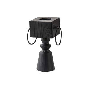 Portavelas cuadrado de madera negro mate para decoración del hogar y bodas A2707 - Product Image 1