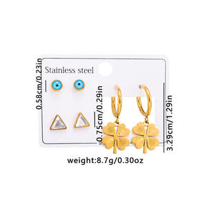 ต่างหูห่วงสแตนเลสและไทเทเนียมประดับหินธรรมชาติ ต่างหูแบบติดหูเล็ก สีทอง เครื่องประดับหู ดีไซน์เฉพาะ ผลิตในจีน สำหรับผู้หญิงระดับไฮเอนด์ - Product Image 5