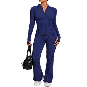 Conjunto de Yoga para Mujer, 2 Piezas, Transpirable, Spandex/Nylon, Leggings de Cintura Alta y Chaqueta, Secado Rápido, Ropa Deportiva - Product Image 1