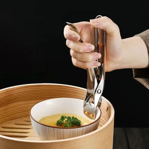 Pince anti-brûlure en silicone, nouvelle pince de préhension antidérapante pour bols de cuisine, pinces à bols, pinces à casseroles en acier inoxydable - Product Image 2