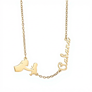 Collar con Colgante <span class=keywords><strong>de</strong></span> Letra Personalizada DIY, Collar con Nombre <span class=keywords><strong>de</strong></span> Bebé, Joyerí<span class=keywords><strong>a</strong></span> <span class=keywords><strong>de</strong></span> Acero Inoxidable Chapada en Oro para Madre e Hijo - Product Image 1