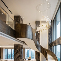 Lustre suspendu ovale créatif en verre et céramique pour hall d'hôtel, salon, villa et escalier en colimaçon