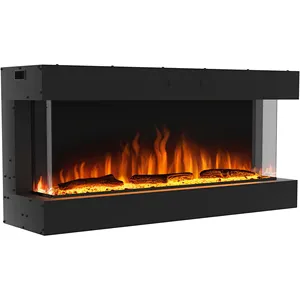 Luxstar 64 Inches 3 Sided Wall Mounted Electric Fireplace Insert Electrical Fireplace Indoor with Heat