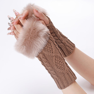 Gants d'hiver en coton/élasthanne jacquard respirants <span class=keywords><strong>Diamond</strong></span> Opera Mao Mao pour femmes, manches artificielles tricotées, chauds pour le ski et le quotidien, protège-poignets et bras - Product Image 6