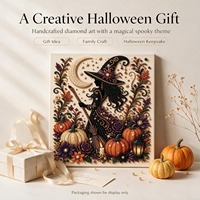 Kit de Peinture Diamant DIY Acrylique Style Nordique pour Halloween, Motifs Fantôme, Perle, Citrouille, Chat, Décoration Maison Faite Main