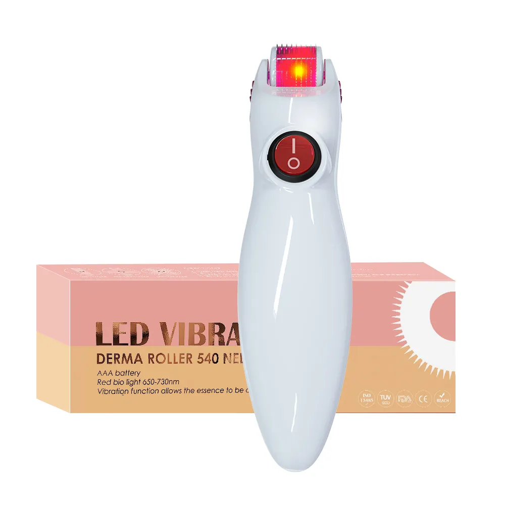 BIO LED Light Auto Vibration Derma Roller Titanium 540 For Skin Rejuvenation 600 Needless Medical Dermaroller Led Skin Care