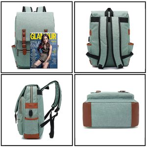 Özel baskılı Premium toptan yeni Vintage büyük kapasiteli tuval moda USB sırt çantası dizüstü okul çantası - Product Image 5