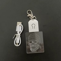 Lámpara de Mesa LED 3D Acrílica con Forma de Llavero, Lámpara Nocturna LED Recargable por USB, Luz Nocturna Acogedora y Creativa, Regalo LED