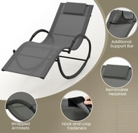 Chaise berçante à gravité zéro avec accoudoirs fermés Chaise longue à bascule extérieure confortable idéale pour bronzer dans le patio