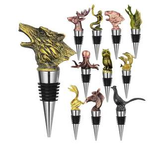 Hertenkop rode wijnstopper met verzegelde versheid, dieren (draak, yak, eekhoorn, uil, leeuw, wolf, luipaard, giraf) wijnflesstopper - Product Image 1
