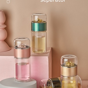 Botella de Vidrio de Viaje Unisex de 280 ml, Doble Pared, Reutilizable, para Beber Directamente, Minimalista, con Filtro Infusor de Té, Apta para Líquidos Calientes - Product Image 2