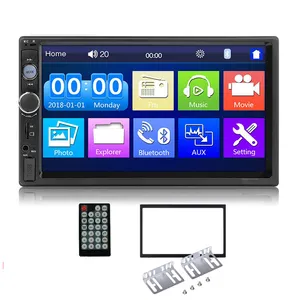 รถวิทยุ2 Din Autoradio 7 "HD Touch Screen นาฬิกาดิจิตอล BT FM USB SD Mirror Link มัลติมีเดีย MP3ผู้เล่น7010B