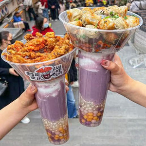 20 set 2 in 1 1000ml Mangkuk Pasta Taro Bentuk Jempol untuk Bakpao Goreng, Mangkuk Snack, Makanan & Minuman untuk Dibawa Pulang - Product Image 1