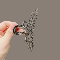 Pince à cheveux de luxe en alliage, style blé, avec ailes en strass, pince requin grande taille pour femmes, accessoires pour cheveux épais