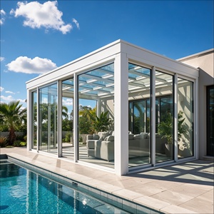 <span class=keywords><strong>Solarium</strong></span> à cadre en aluminium blanc avec portes coulissantes Easy Glide pour cabane en bois de montagne - Product Image 5