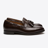 Mocassins pour hommes de style italien classique, en cuir véritable, chaussures habillées de luxe à pompons, chaussures formelles pour affaires