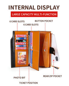 AndoBag Cartera Larga de Cuero Vacuno Genuino para Mujer, Bolso de Mano Multifuncional con Protección Anti-RFID - Product Image 3