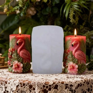 Flamingo Relief Scented <b>Candle</b> <b>Mold</b> Cylindrical Silicone <b>Mold</b> For DIY Home Decoration And Cake Making - Product Image 3