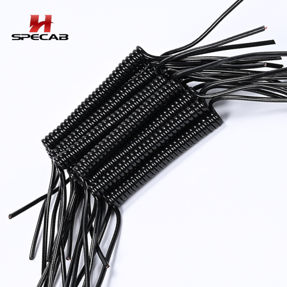 High Elastic PU Spiral Control Cable 4 Core Coiled Signal Wire CNC Handwheel Robot Arm Industrial Automation System Hongsheng