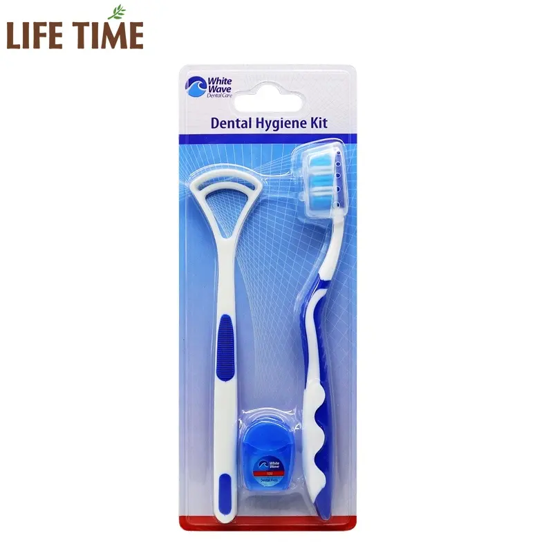 portable travel hygiene kit dental supply customized toothbrush and tongue cleaner mini floss factory of dental kit