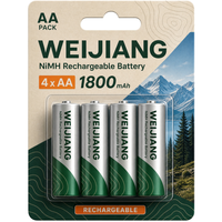 Batterie rechargeable NiMH AA 800mAh 1.2V, lot de 4, batteries NiMH réutilisables pour appareils sans fil, télécommandes, jouets, appareils photo, emballage personnalisé