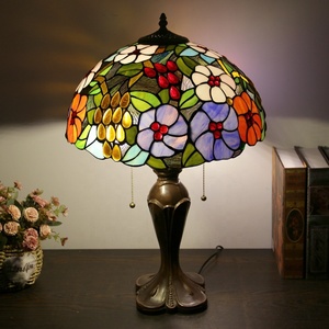 LongHuiJing 16Inch Tiffany Study Retro Warm American Decorative Lamp Living Room Color Glass Luxury Home Table Lamp - Product Image 2
