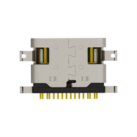 USB4520-03-0-A Receptacle USB Tipe C untuk USB 2.0, Tipe SMT, Pemasangan di Tengah, Offset 2.1mm