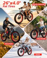 Vélo de montagne électrique EOEOTWO pour adultes, 26 pouces, double moteur MAX 3000W, batterie 48V 23AH, 60-70+ milles d'autonomie, double frein, 7 vitesses, cadre en aluminium