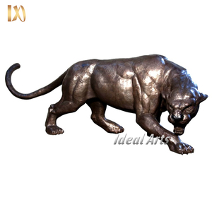 Statue de panthère noire en bronze coulé sur mesure sur socle en roche, sculpture d'animal en bronze pour jardin extérieur - Product Image 6